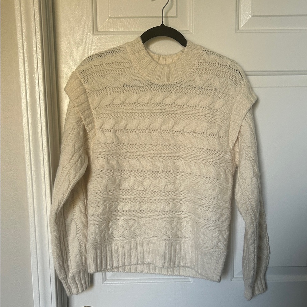 Elegant Cream Cable Knit Sweater